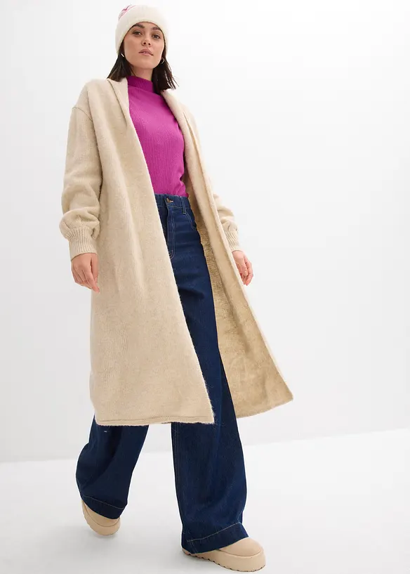 Maxi cardigan con effetto peloso, bonprix