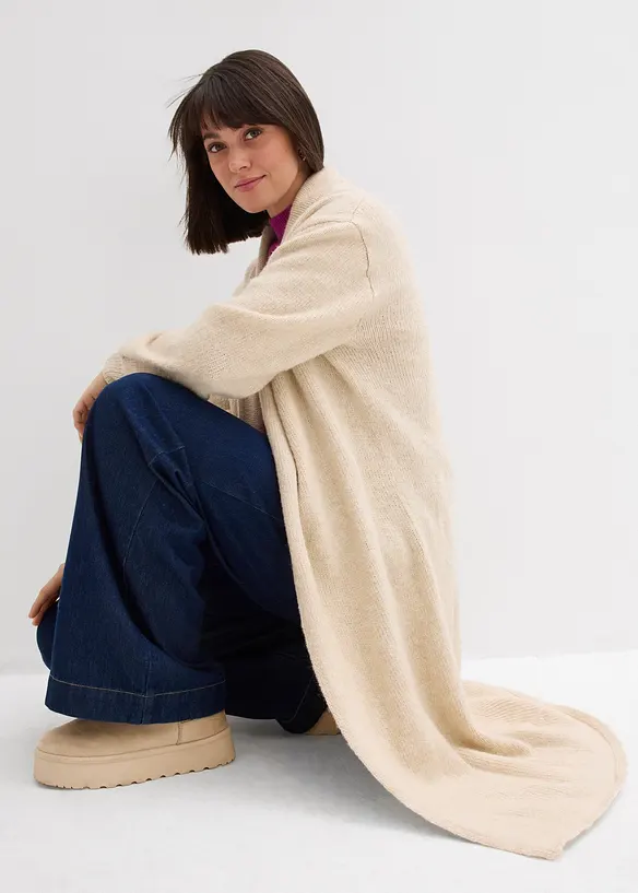 Maxi cardigan con effetto peloso, bonprix