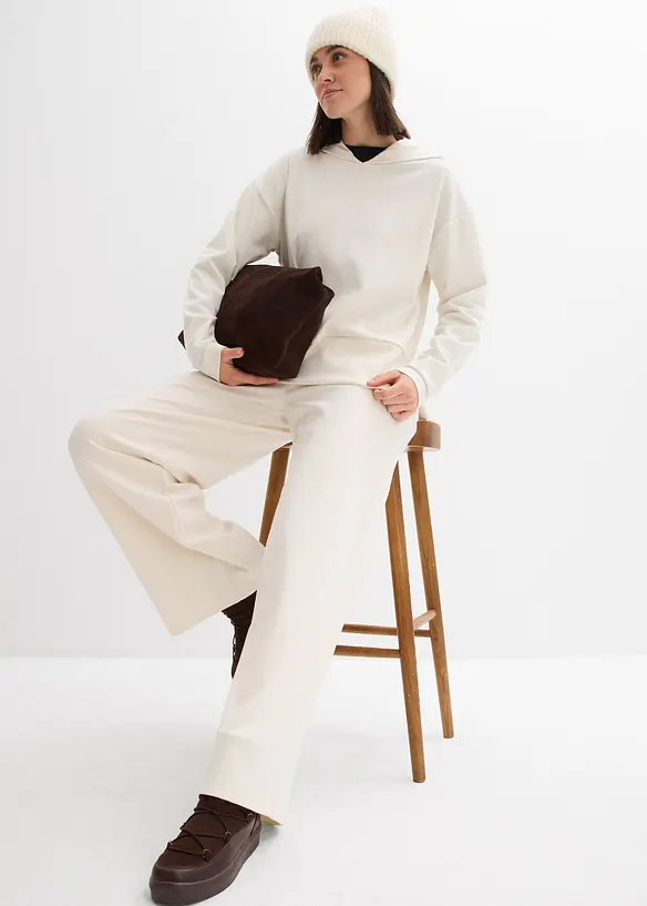 Felpa con cappuccio in morbido punto di Roma, bonprix