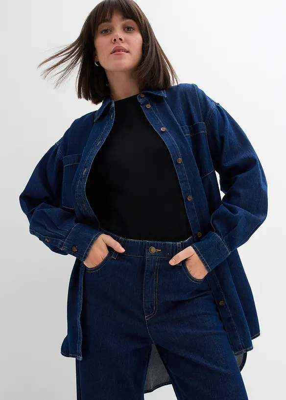 Jeans straight larghi a vita alta, bonprix