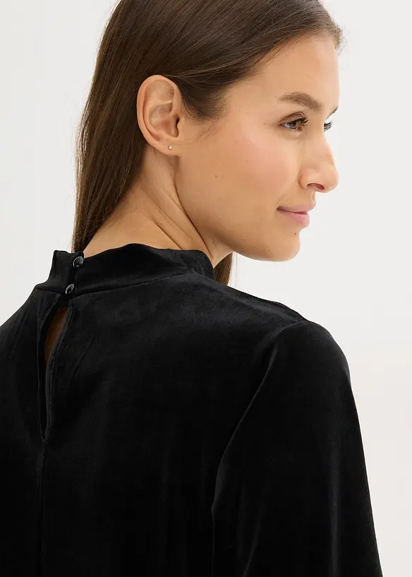 Maglia in velluto con pizzo, bonprix