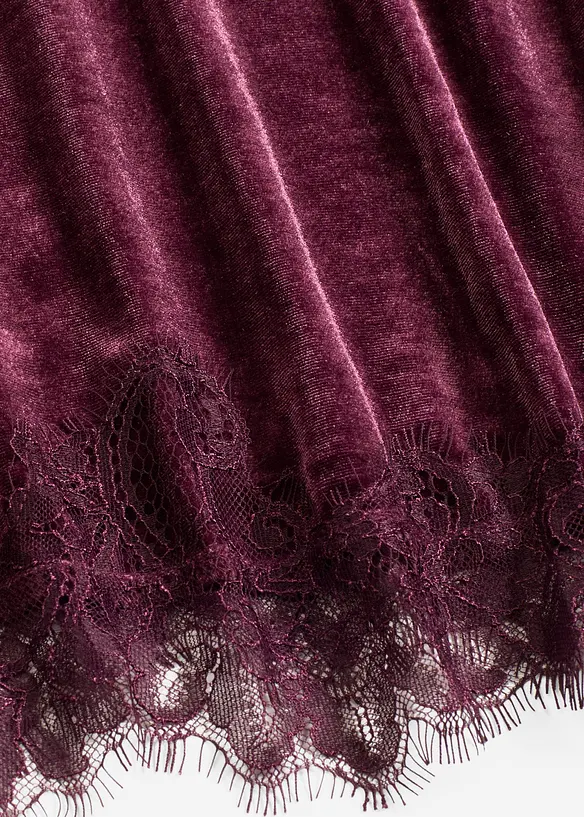 Maglia in velluto con pizzo, bonprix