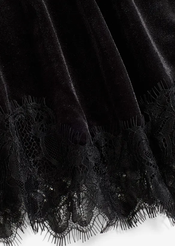 Maglia in velluto con pizzo, bonprix
