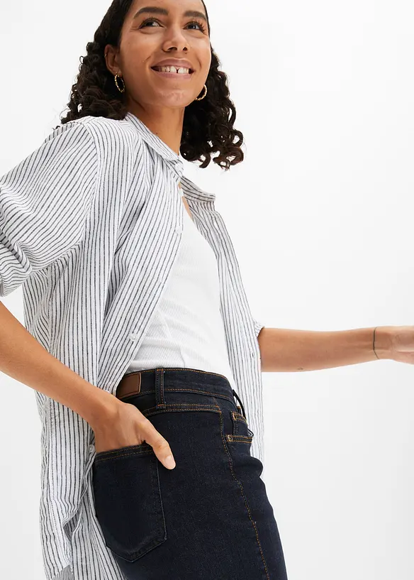 Jeans elasticizzati slim straight, vita media, bonprix