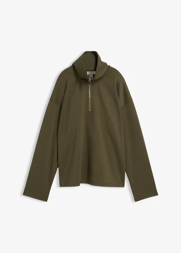 Maglione con mezza zip in misto viscosa, bonprix