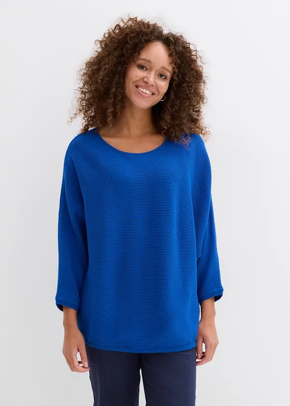 Maglione oversize a costine in misto viscosa, bonprix