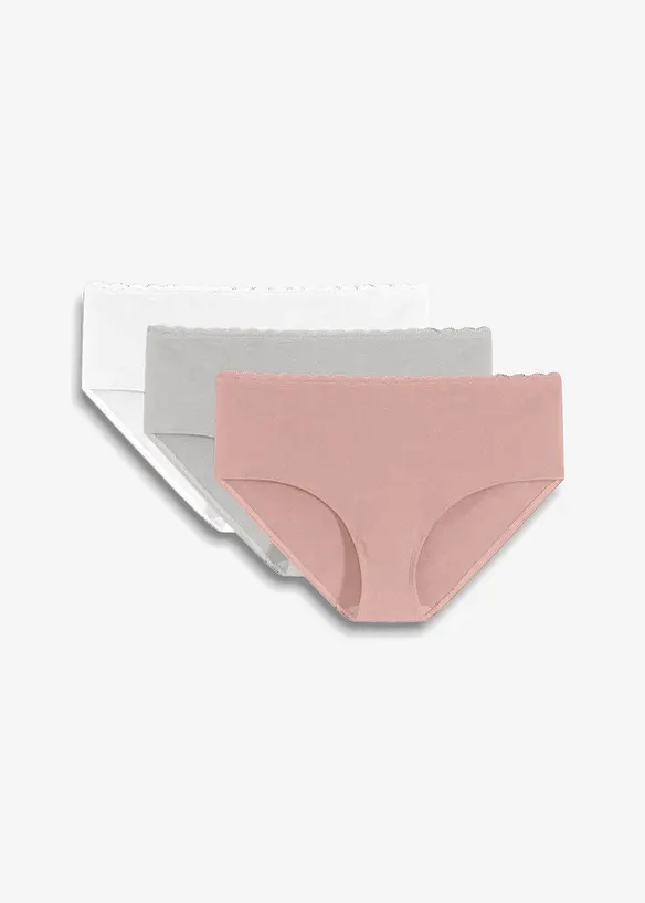 Panty prémaman con cotone biologico e pizzo (pacco da 3), bonprix