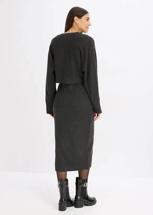 Abito in maglia e maglione abbinato (set 2 pezzi), bonprix
