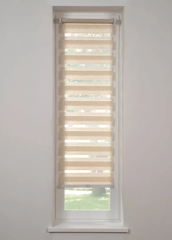 Tenda a rullo doppia effetto lino senza cordicella, bonprix