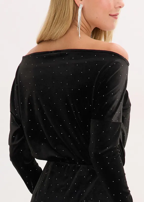 Miniabito in velluto fluente glitterato, bonprix