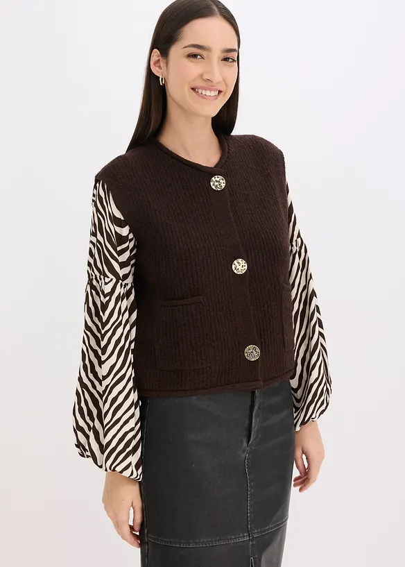 Gilet in maglia con bottoni decorativi, bonprix