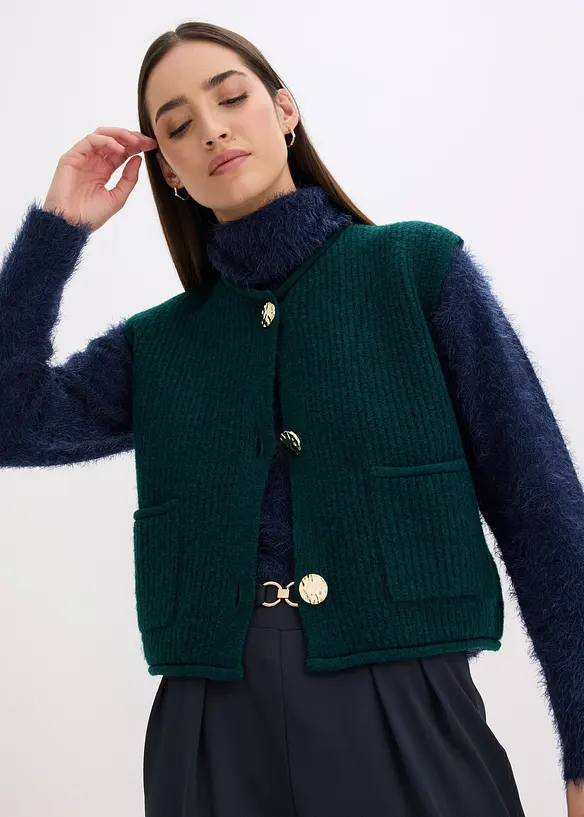 Gilet in maglia con bottoni decorativi, bonprix
