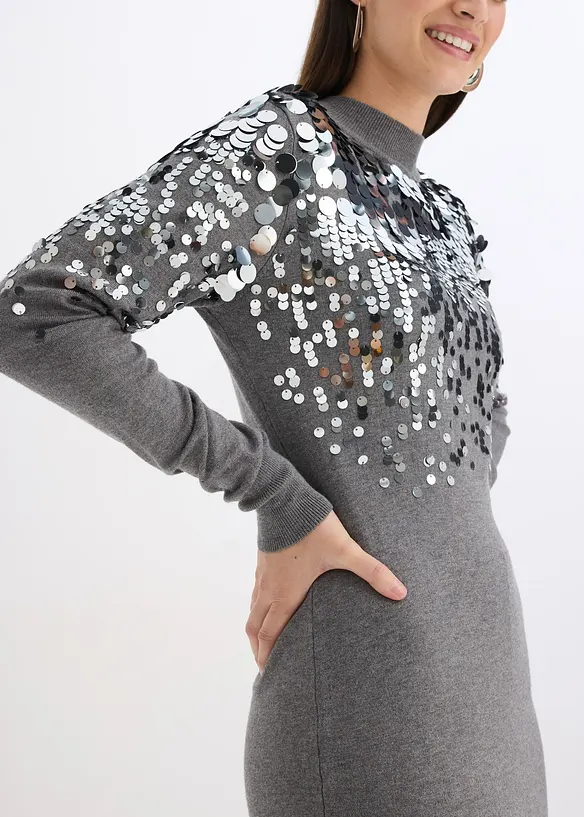 Abito in maglia con paillettes, bonprix