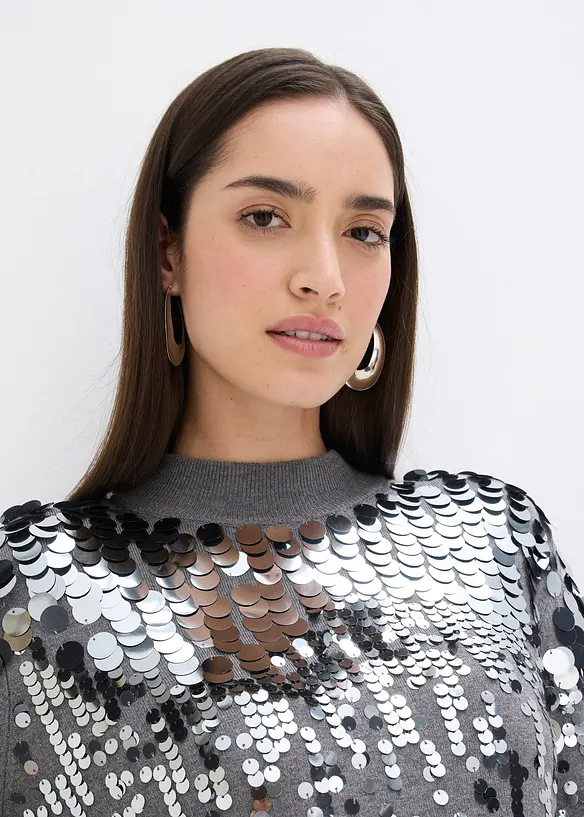 Abito in maglia con paillettes, bonprix