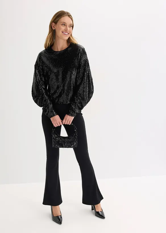 Maglia a maniche lunghe con paillettes, bonprix