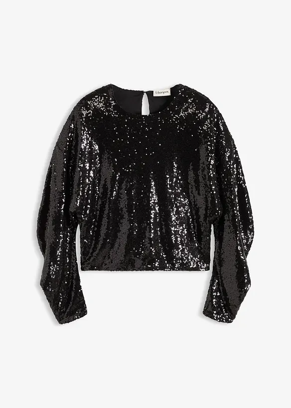 Maglia a maniche lunghe con paillettes, bonprix