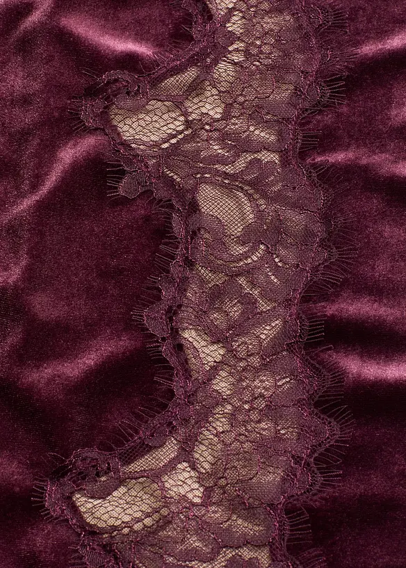 Pantaloni larghi in velluto morbido con inserto di pizzo, bonprix