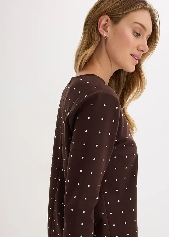 Maglia a maniche lunghe con strass, bonprix
