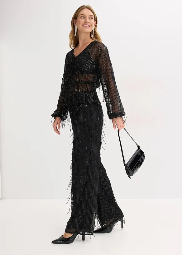 Pantaloni con paillettes e frange, bonprix