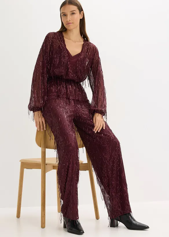 Pantaloni con paillettes e frange, bonprix