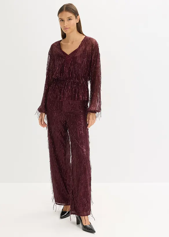 Blusa con paillettes e frange, bonprix