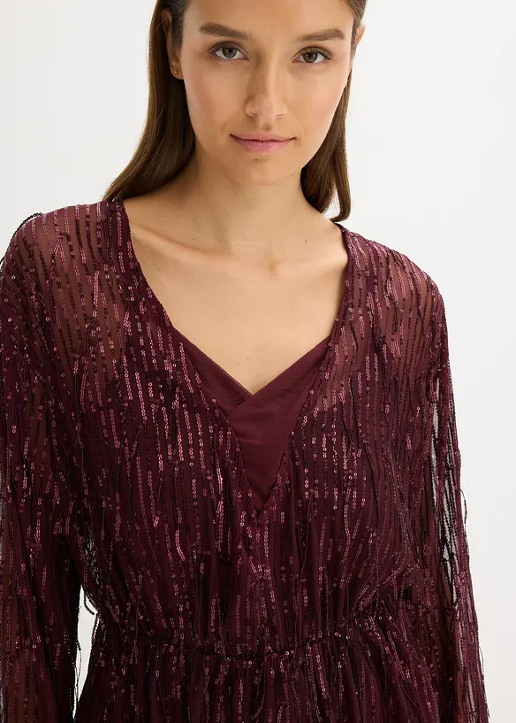 Blusa con paillettes e frange, bonprix