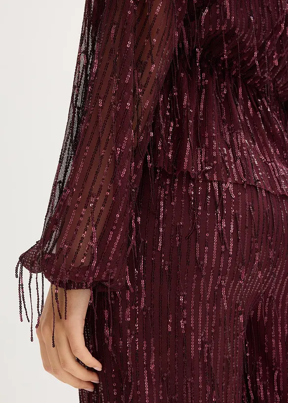 Blusa con paillettes e frange, bonprix