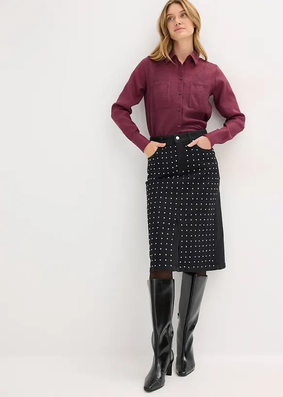 Gonna di jeans con strass, bonprix