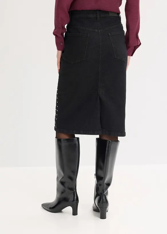 Gonna di jeans con strass, bonprix