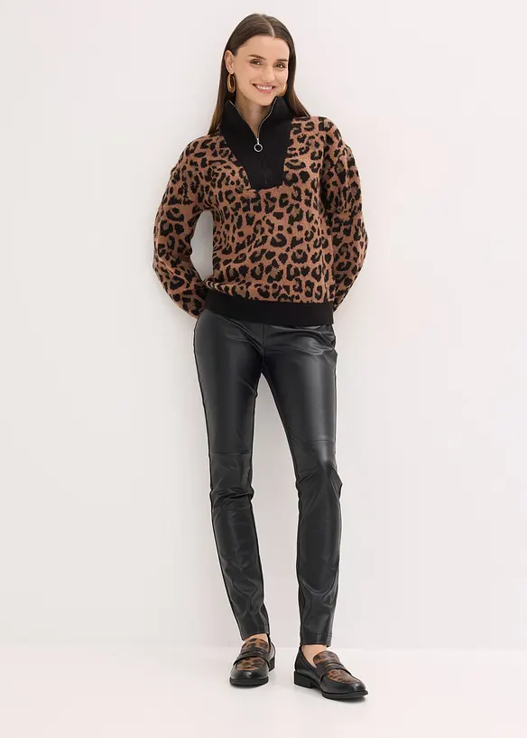 Maglione con mezza zip, bonprix