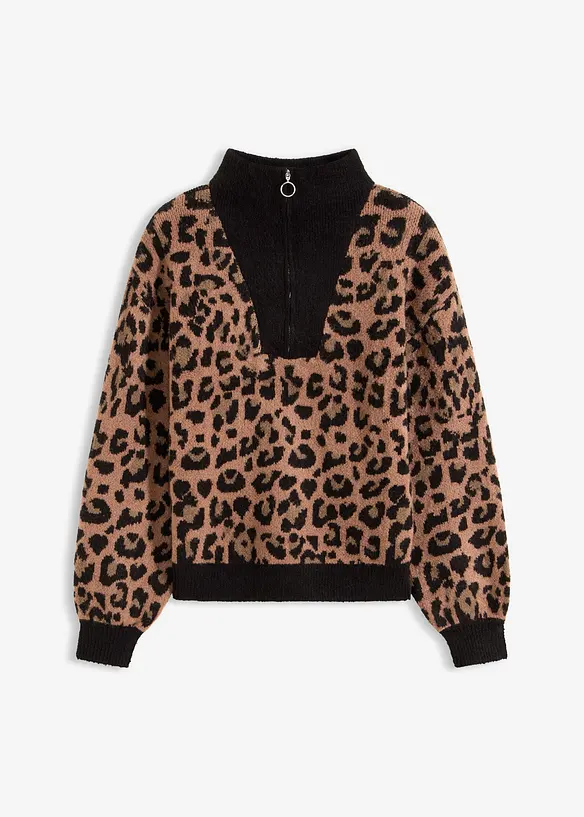 Maglione con mezza zip, bonprix