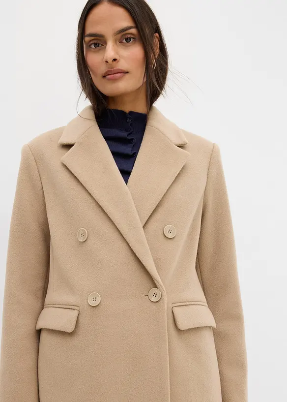Cappotto doppiopetto in simil lana, bonprix