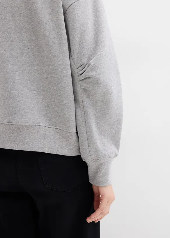 Felpa in cotone biologico con scollo ampio a coste, bonprix