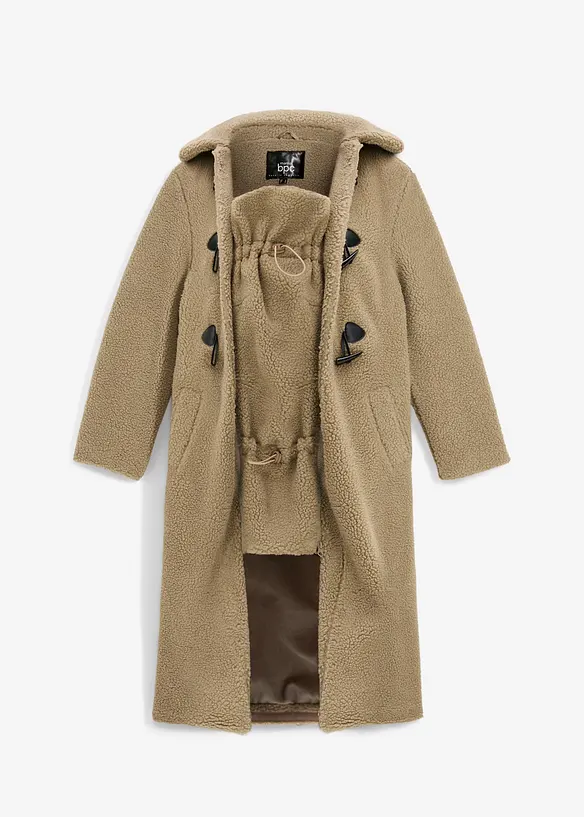 Cappotto prémaman in pile teddy 3 in 1 con inserto babywearing, bonprix
