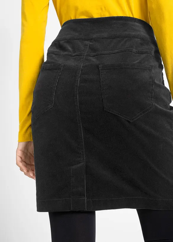 Gonna in velluto elasticizzato di cotone a coste con cinta comoda, bonprix