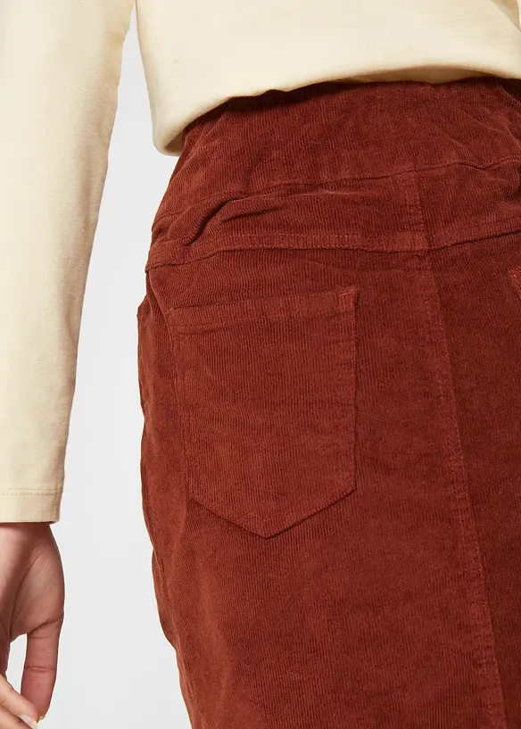 Gonna in velluto elasticizzato di cotone a coste con cinta comoda, bonprix