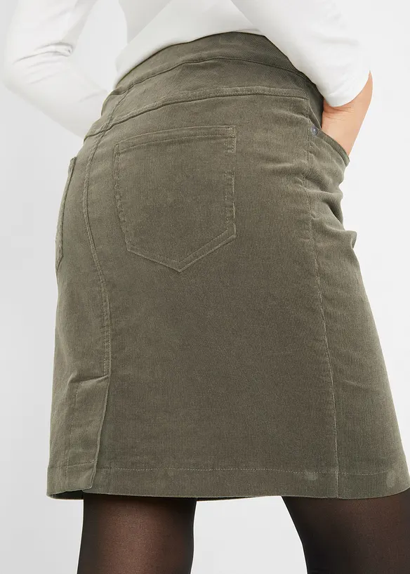 Gonna in velluto elasticizzato di cotone a coste con cinta comoda, bonprix