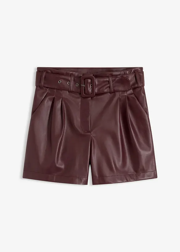 Shorts in similpelle con cintura, bonprix