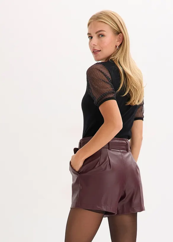 Shorts in similpelle con cintura, bonprix