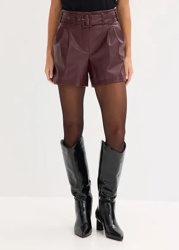 Shorts in similpelle con cintura, bonprix