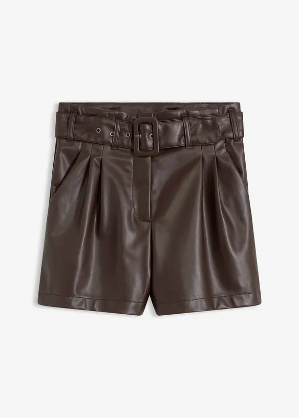 Shorts in similpelle con cintura, bonprix