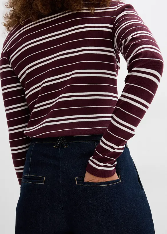 Jeans wide leg con cinta comoda, vita alta, bonprix