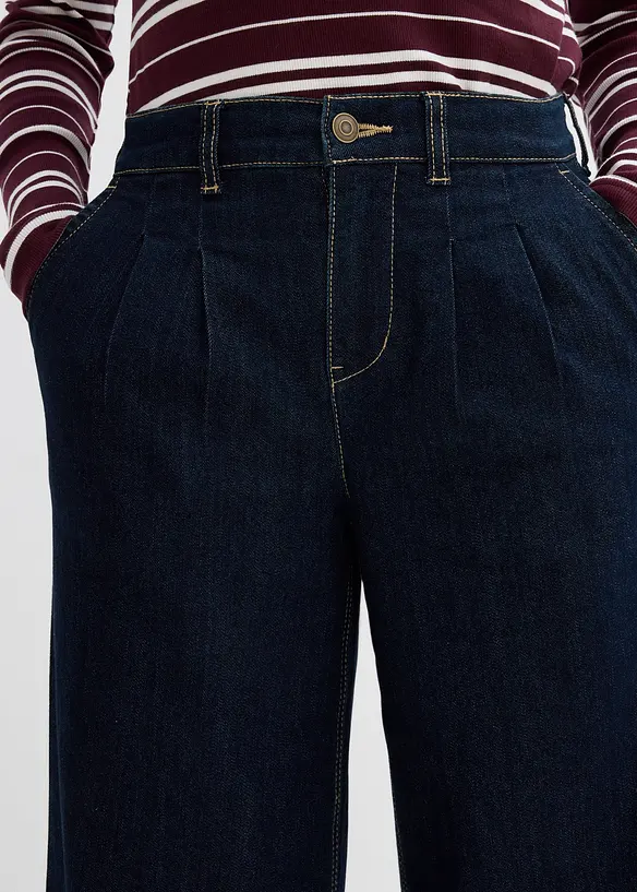 Jeans wide leg con cinta comoda, vita alta, bonprix