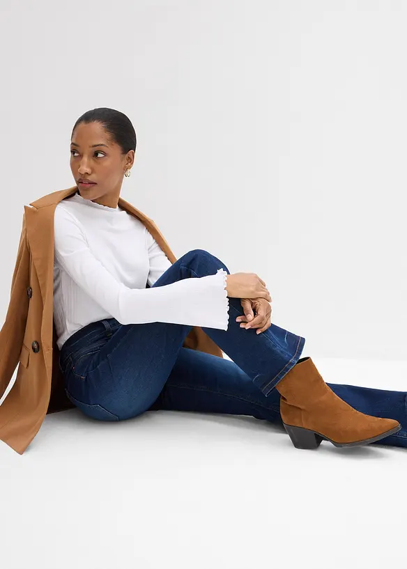 Jeans elasticizzati bootcut, vita media, bonprix