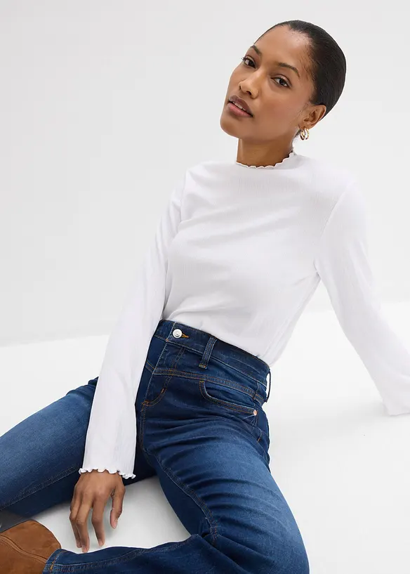 Jeans elasticizzati bootcut, vita media, bonprix