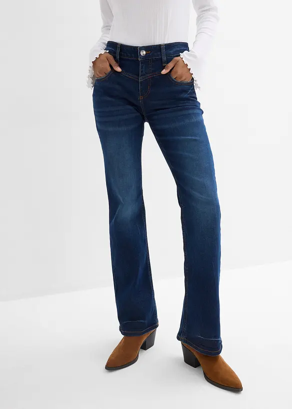 Jeans elasticizzati bootcut, vita media, bonprix
