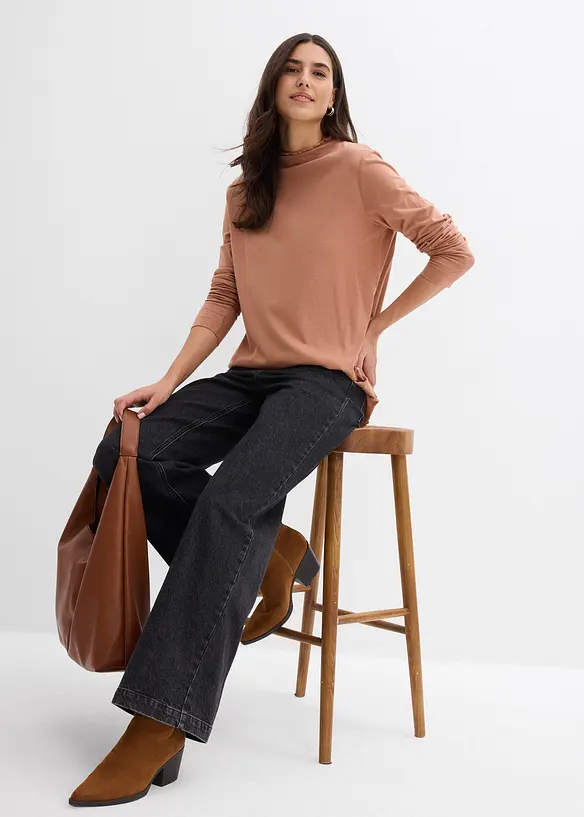 Maglia a maniche lunghe in misto cotone, bonprix