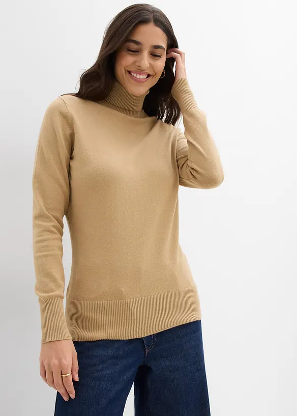 Maglione a collo alto in filato fine, bonprix