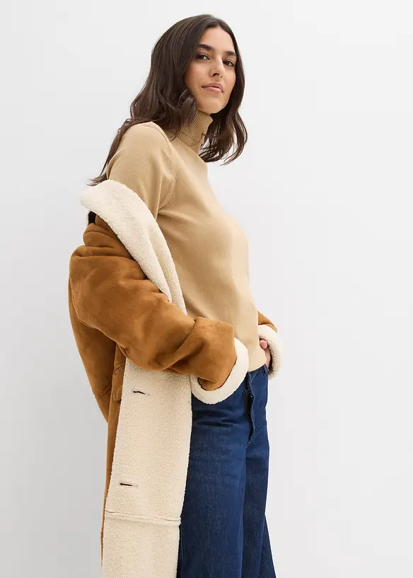 Maglione a collo alto in filato fine, bonprix