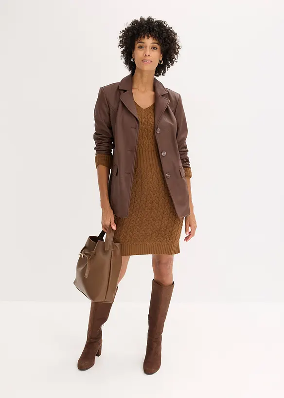 Blazer lungo in similpelle, bonprix